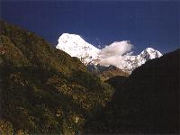 First view on Annapurna mountains