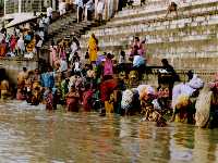 People bathing in the Ganges in Varanasi